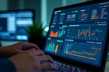 Closeup of dashboard on engineer laptop